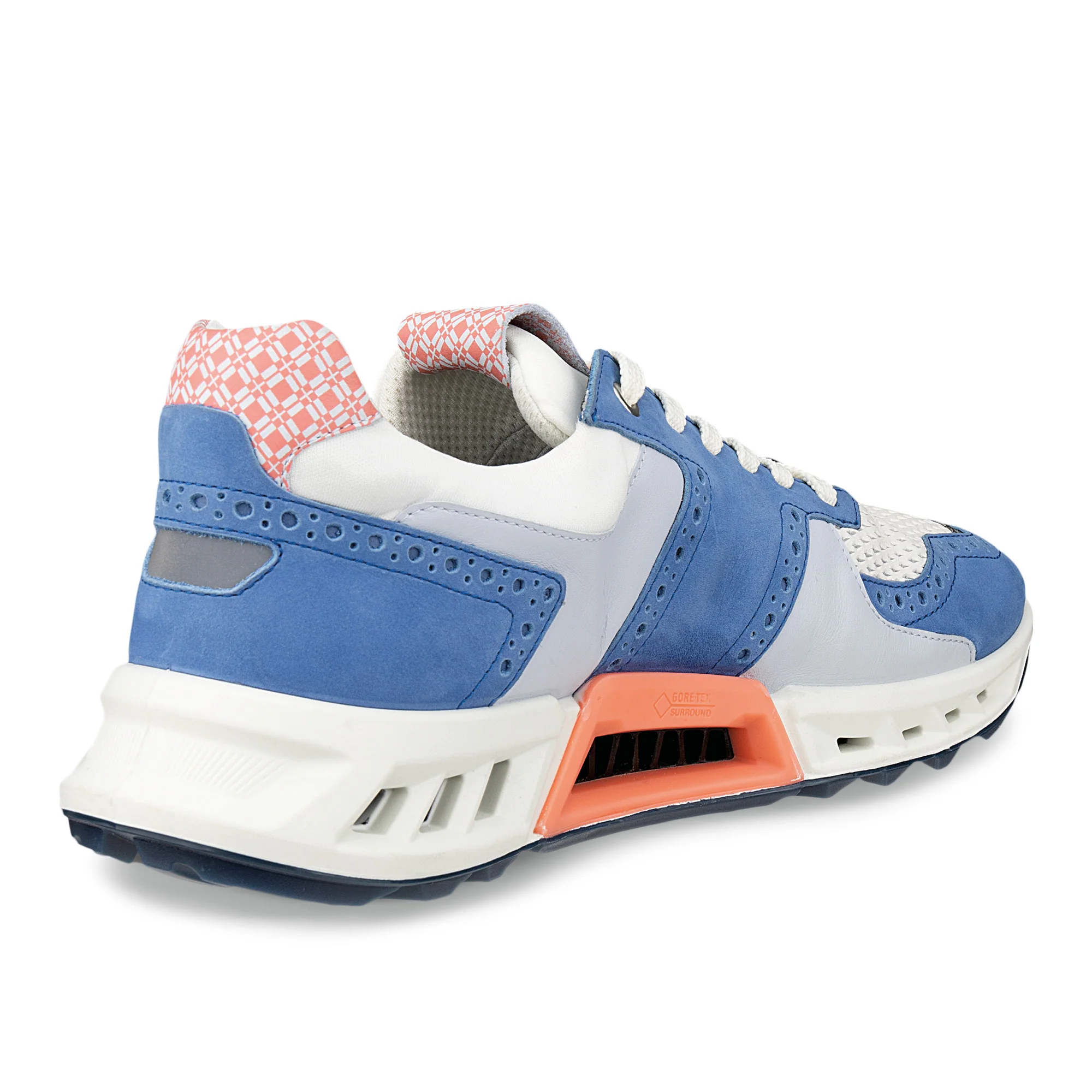Ecco Biom C4 Lace Gore-Tex Spikeless Golf Shoes - Federal Blue, White & Burnt Coral - Image 3