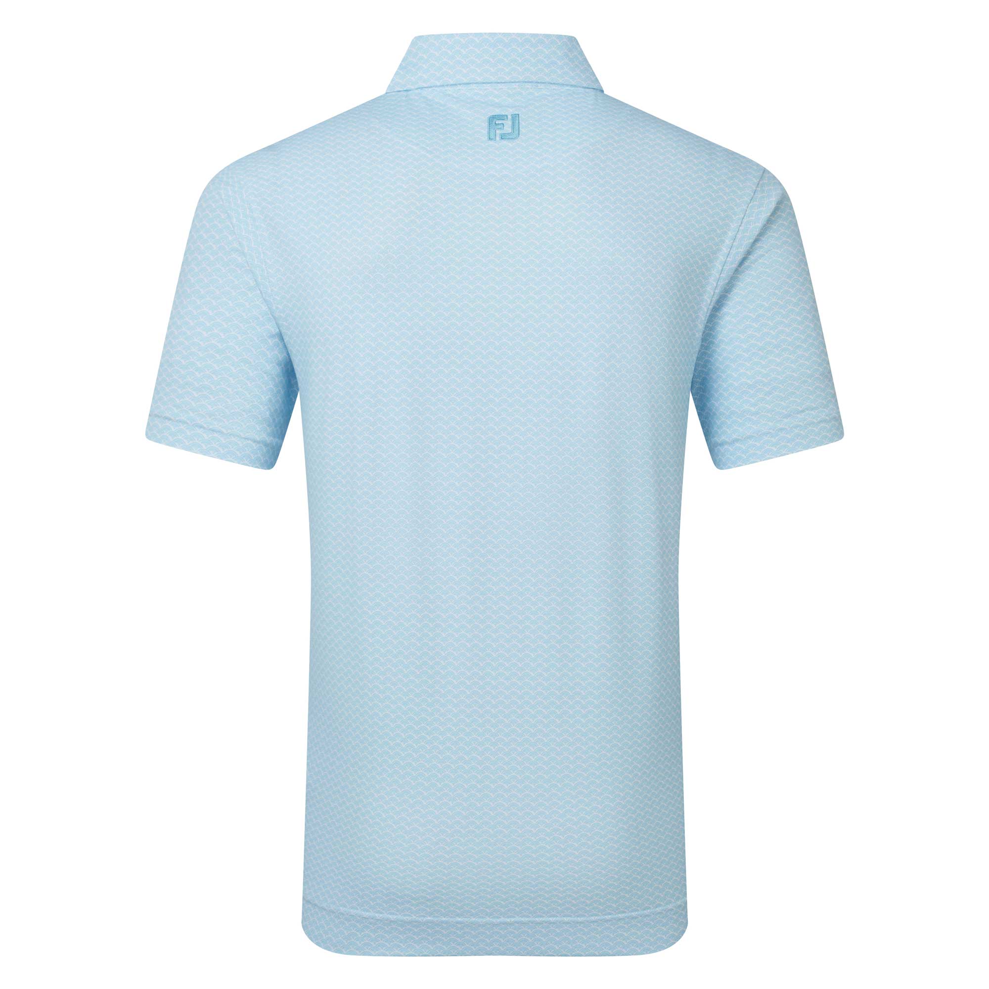 FootJoy Scallop Geo Pique Golf Polo Shirt - Blue Reef - Image 2