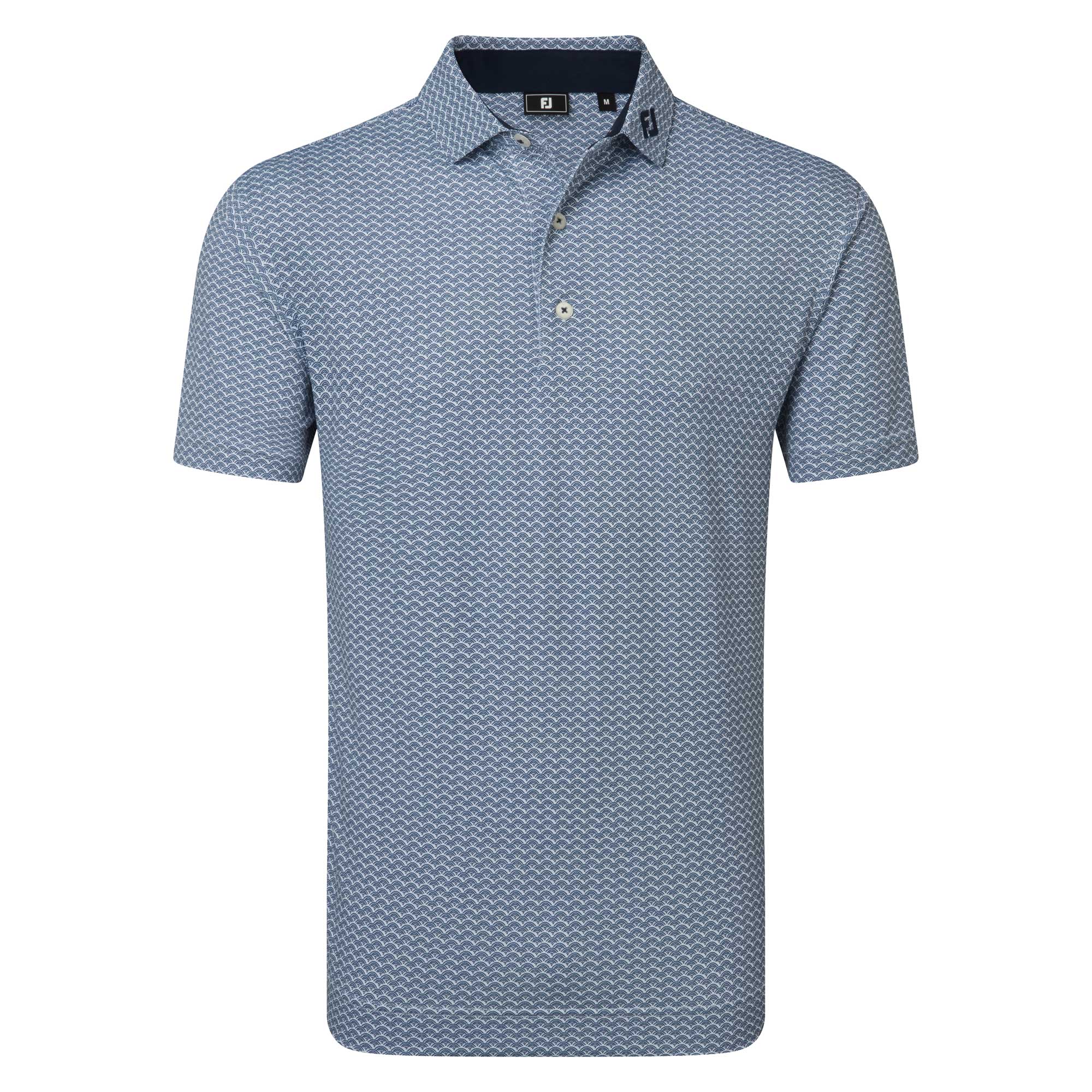 FootJoy Scallop Geo Pique Golf Polo Shirt - Navy