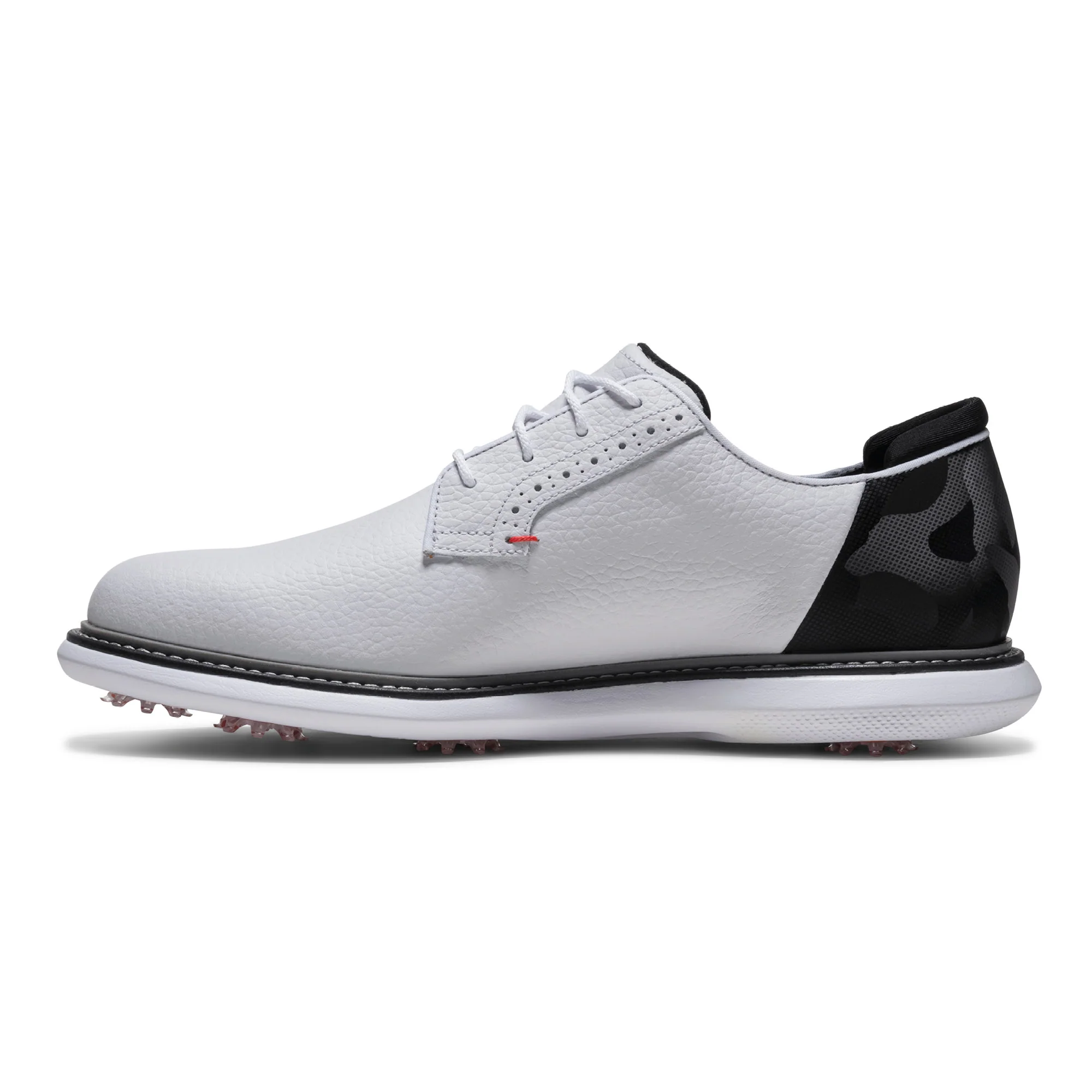 Footjoy Traditions Camo Blucher Golf Shoes - White, Black & Red - Image 3
