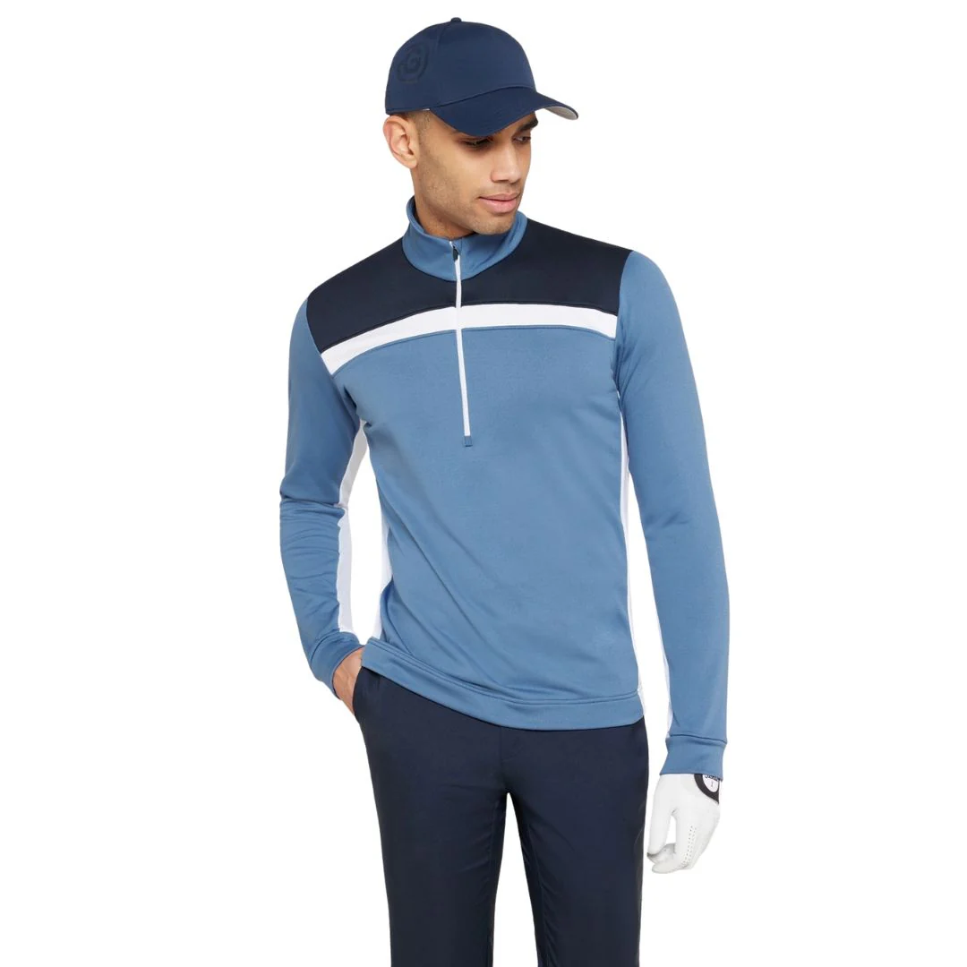 Galvin Green Dean Half-Zip Golf Pullover - Moonlight Blue & Navy - Image 3