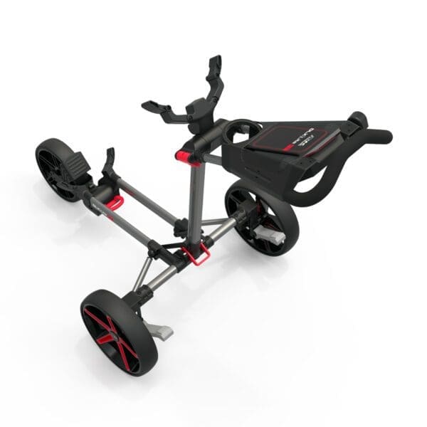 PowaKaddy DLX-Lite FF Push Golf Trolley - Gun Metal & Red - Image 3