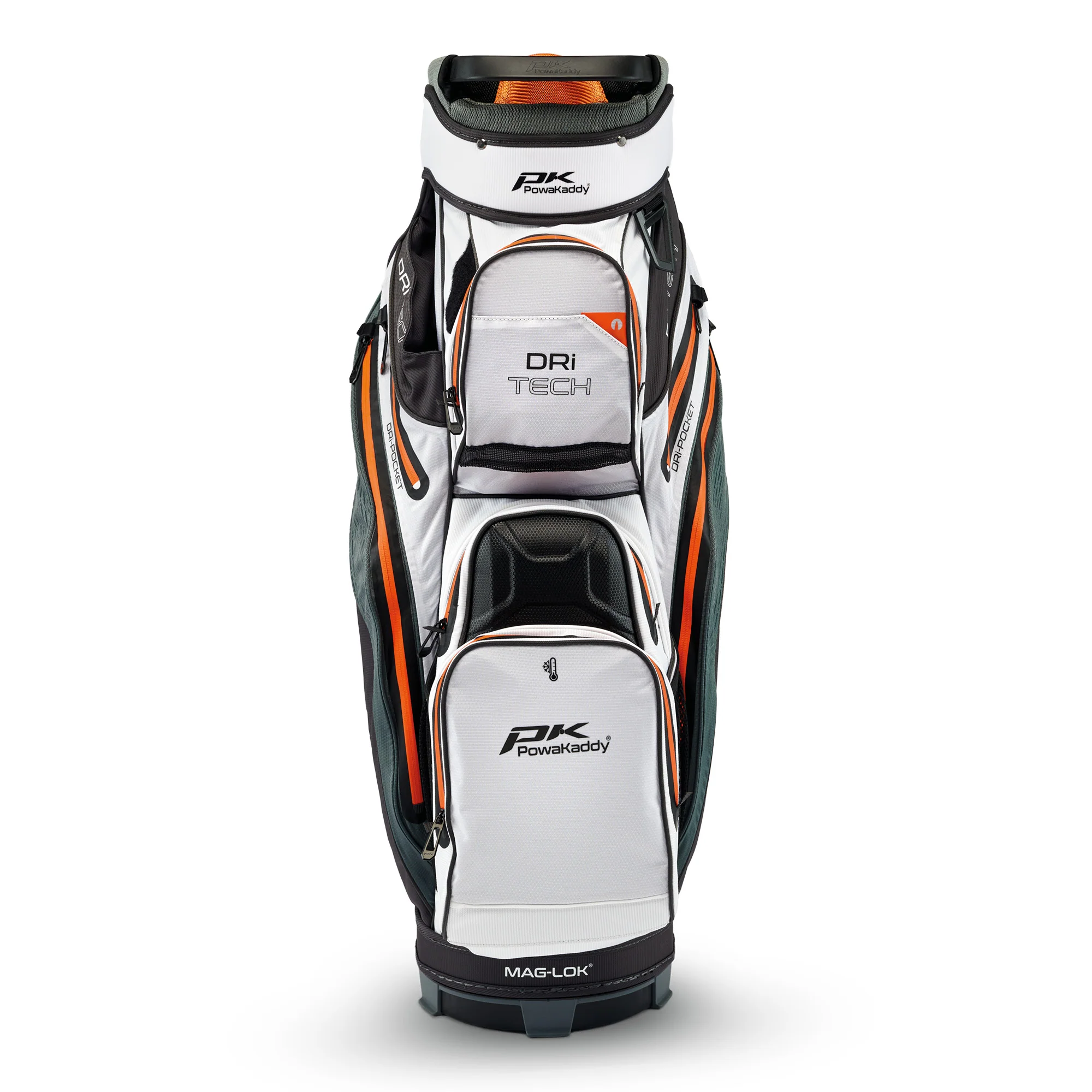 Powakaddy Dri-Tech Golf Cart Bag - Grey, White & Orange - Image 3