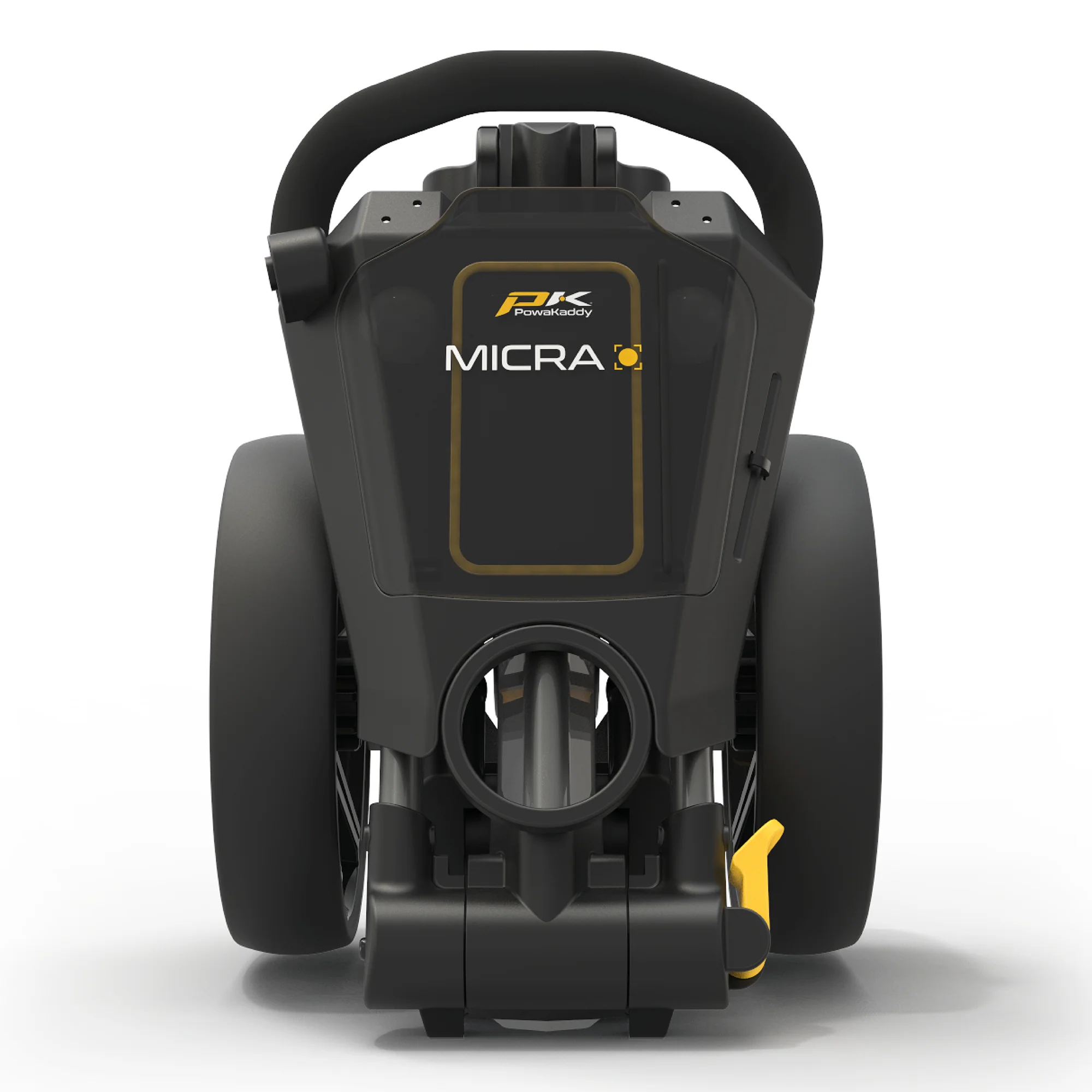 Powakaddy Micra Golf Push Trolley - Gun Metal & Yellow - Image 3