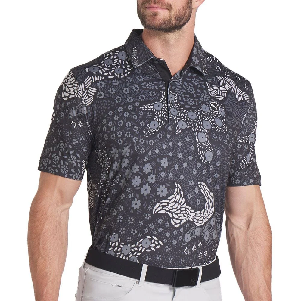 Puma Cloudspun Bloom Camo Polo (Puma Black) - Image 3