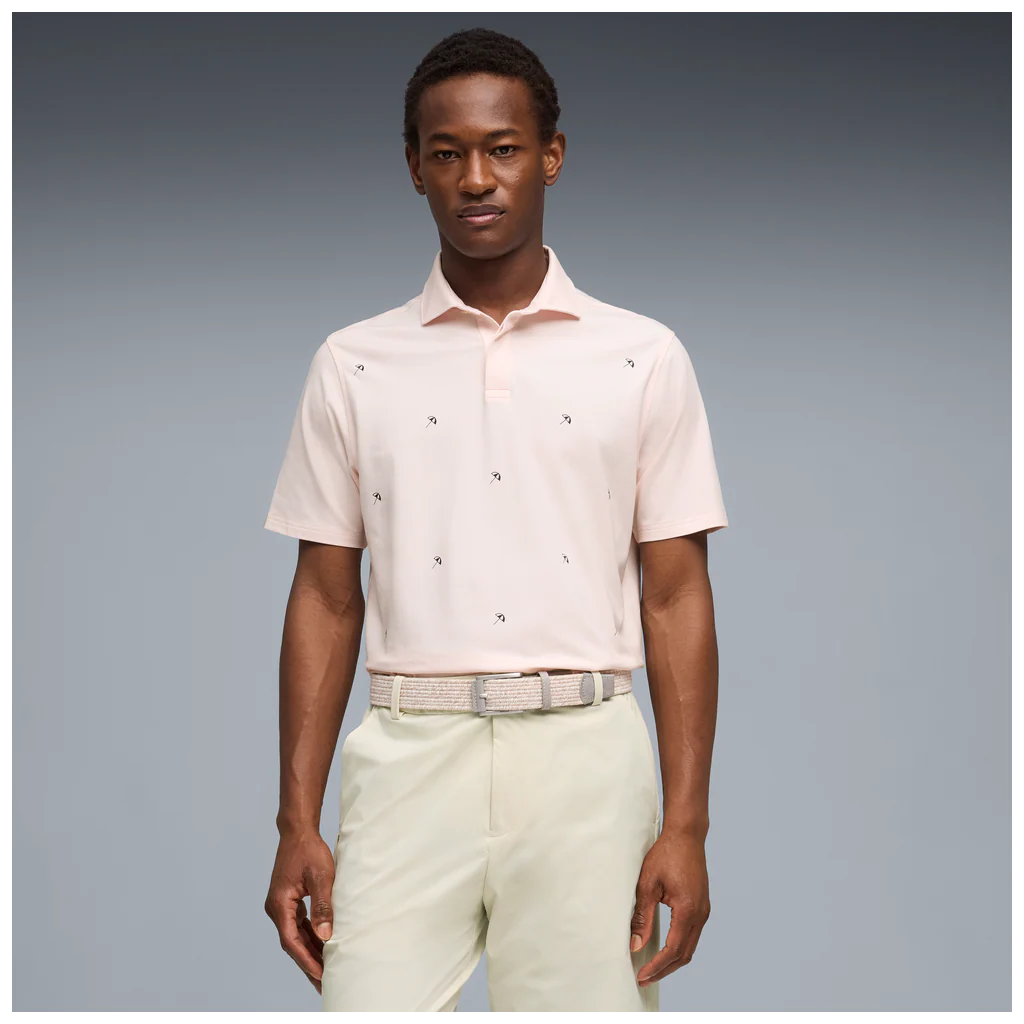 Puma x Arnold Palmer Madlon Umbrella Golf Polo Shirt - Jasmine Flower - Image 3
