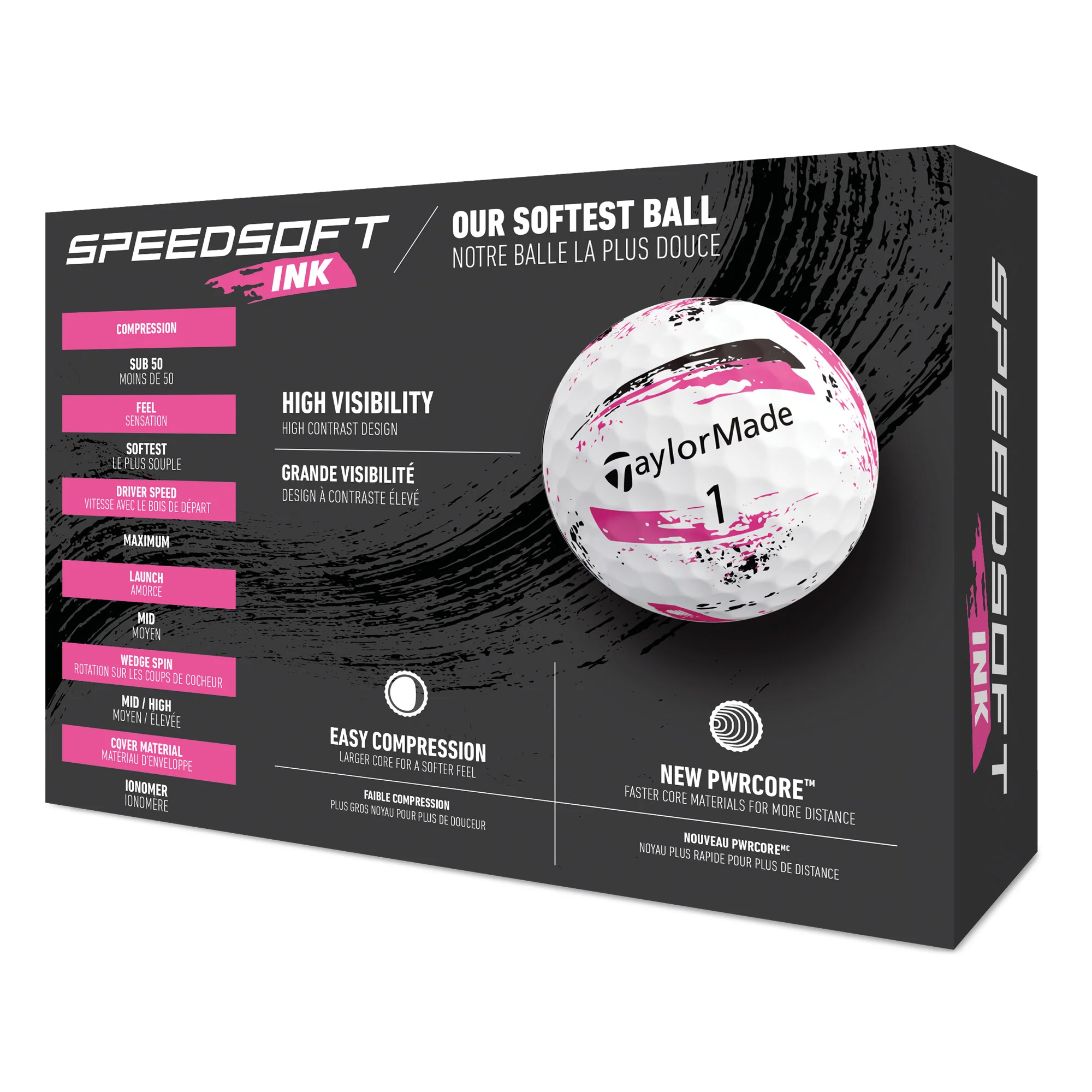 TaylorMade SpeedSoft Ink Golf Balls - Pink - Image 3