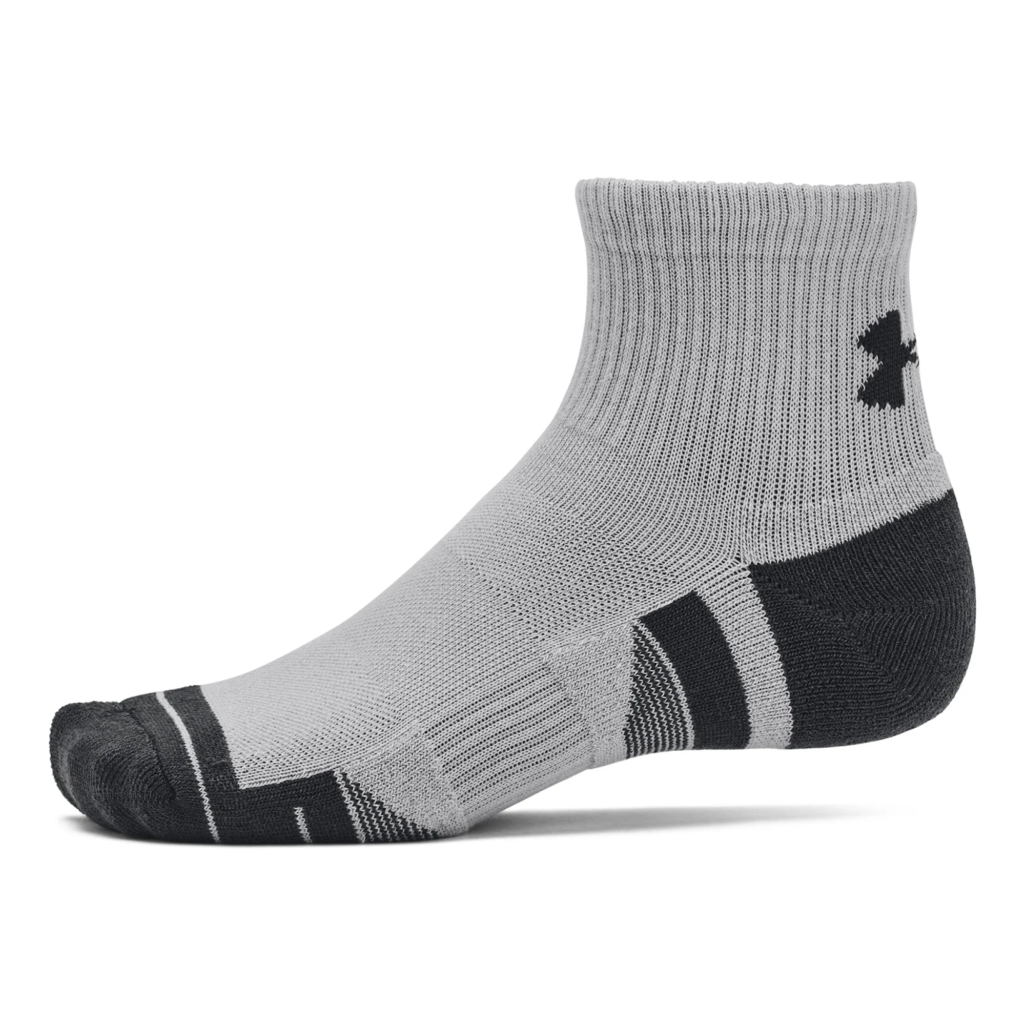 Under Armour Performance Tech Quarter Socks 3-Pack - Grey, White & Black - Size 7.5-12 - Image 6
