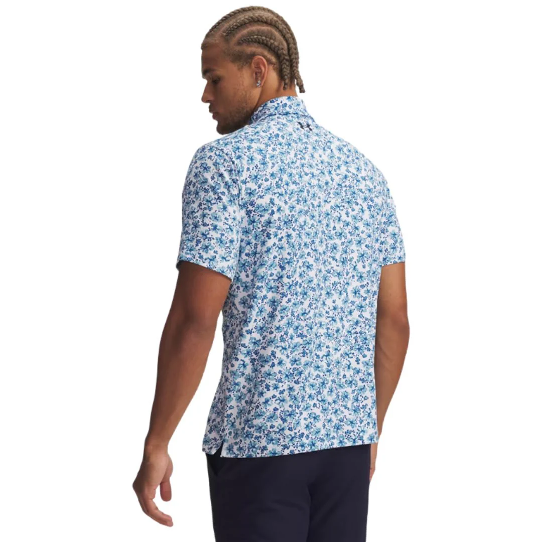 Under Armour Playoff 3.0 Printed Golf Polo Shirt - Blue Floral - Image 2